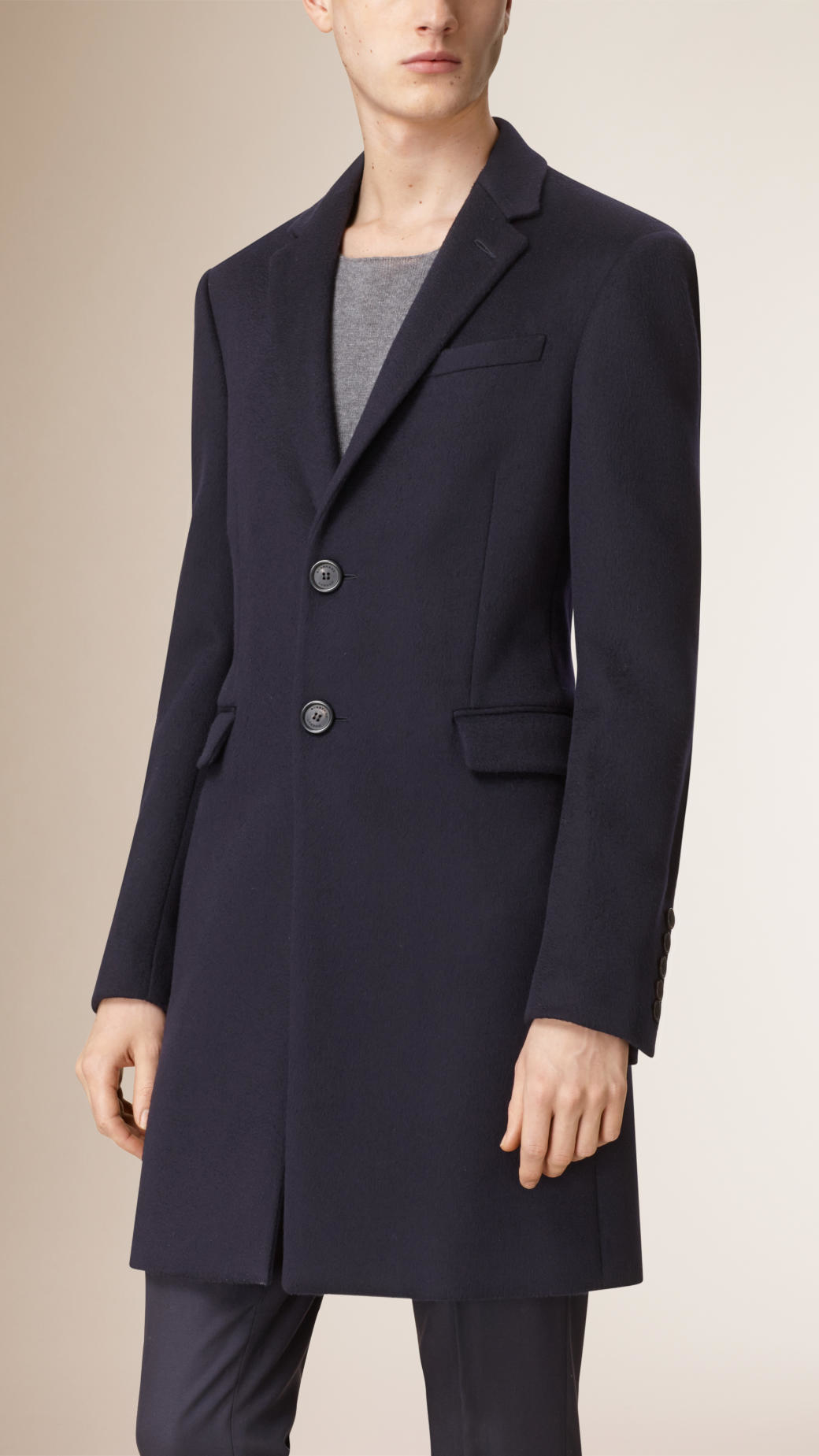 Lyst - Burberry Cashmere Topcoat in Blue for Men