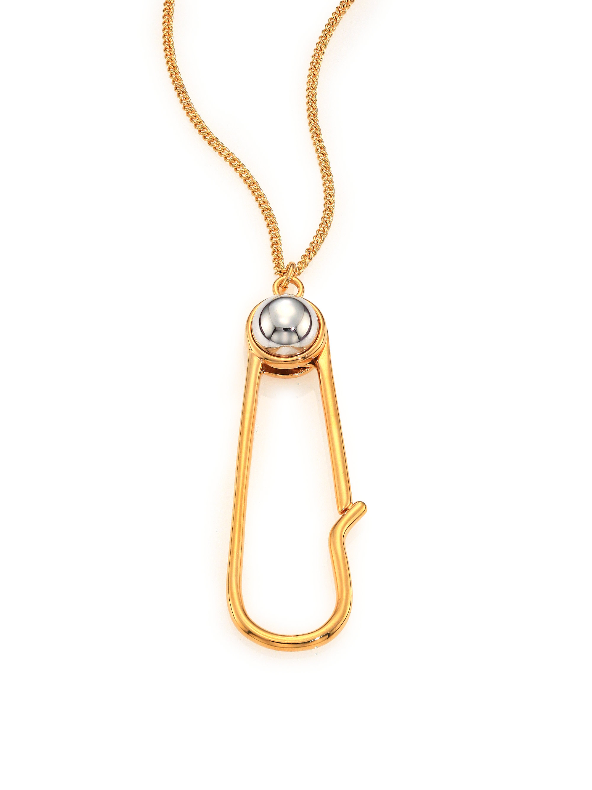 Lyst Marc By Marc Jacobs Cabochon Safety Pin Twotone Pendant