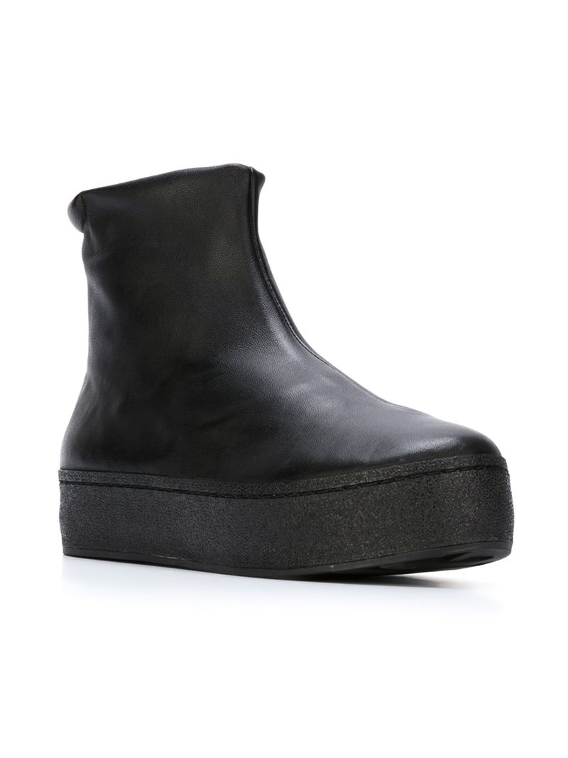 Opening Ceremony Leather Flatform Ankle Boots in Black - Lyst