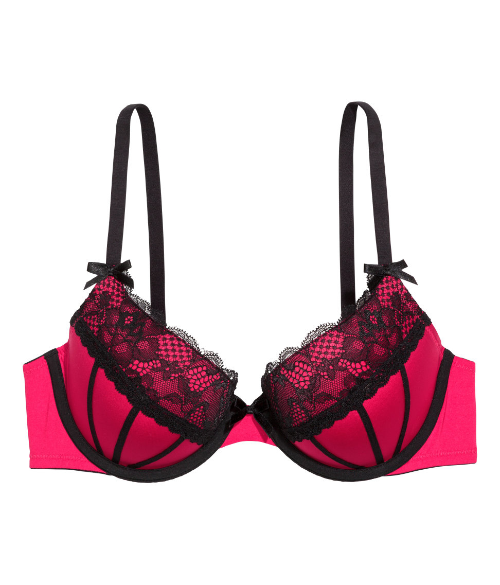 H&M Microfibre Push-Up Bra in Red/Black (Red) - Lyst