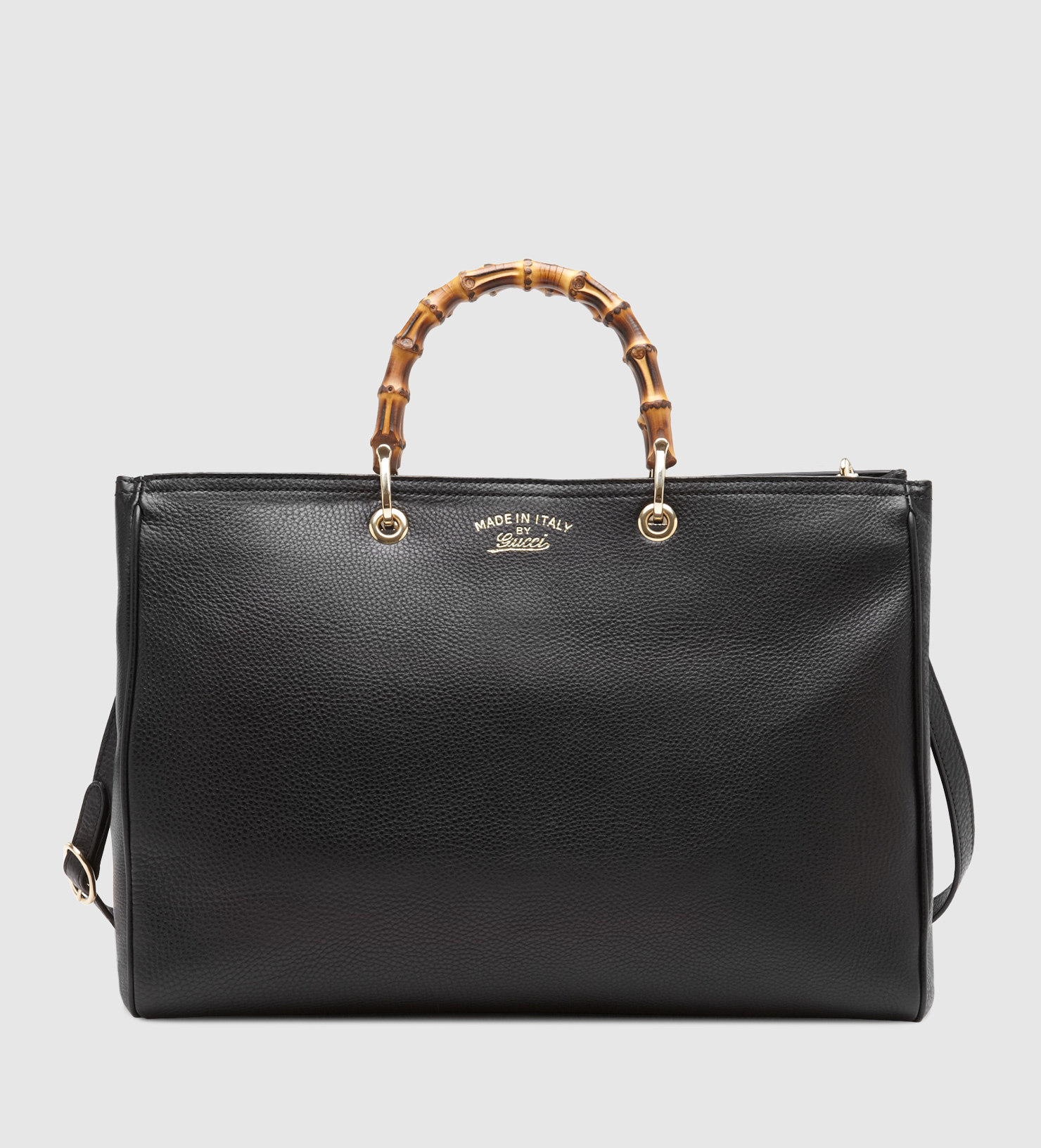 Gucci Bamboo Leather Tote in Black - Lyst