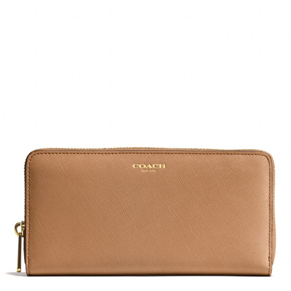 Coach Accordion Zip Wallet in Saffiano Leather in Beige (LIGHT GOLD ...