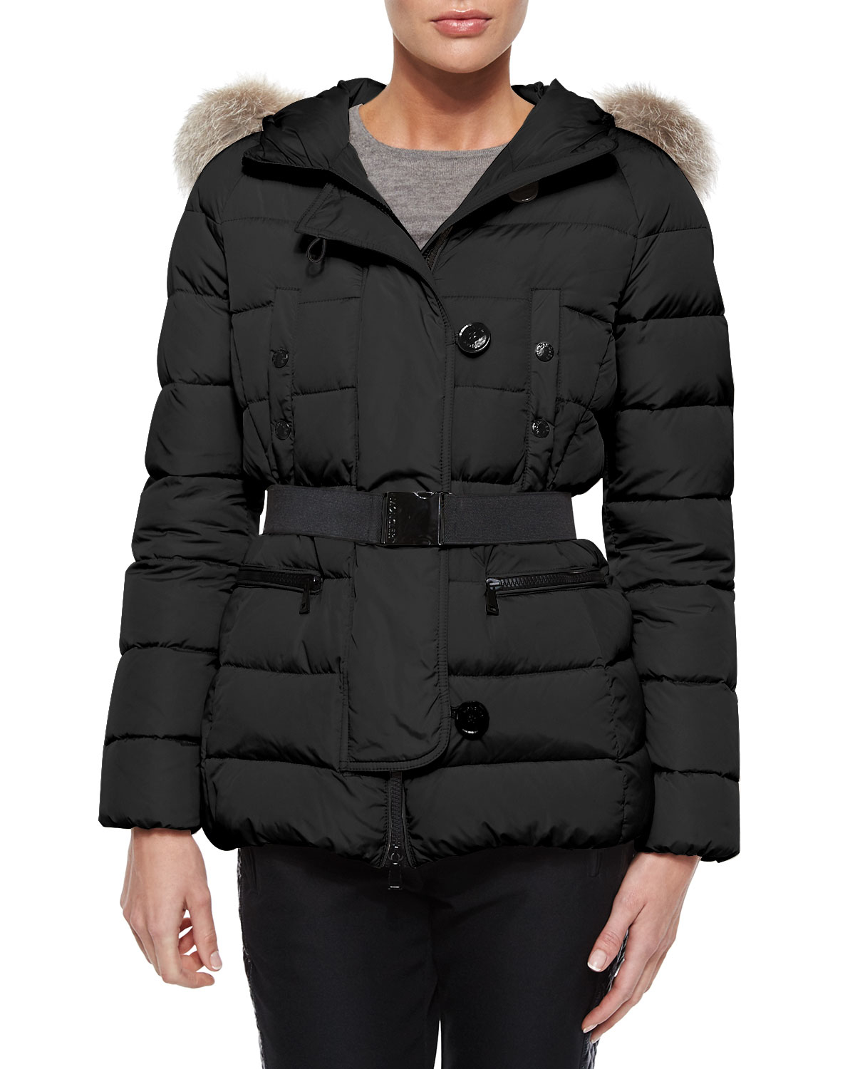 belted moncler coat