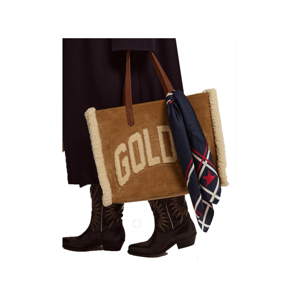 Golden Goose East-west California Bag In Suede Leather With 