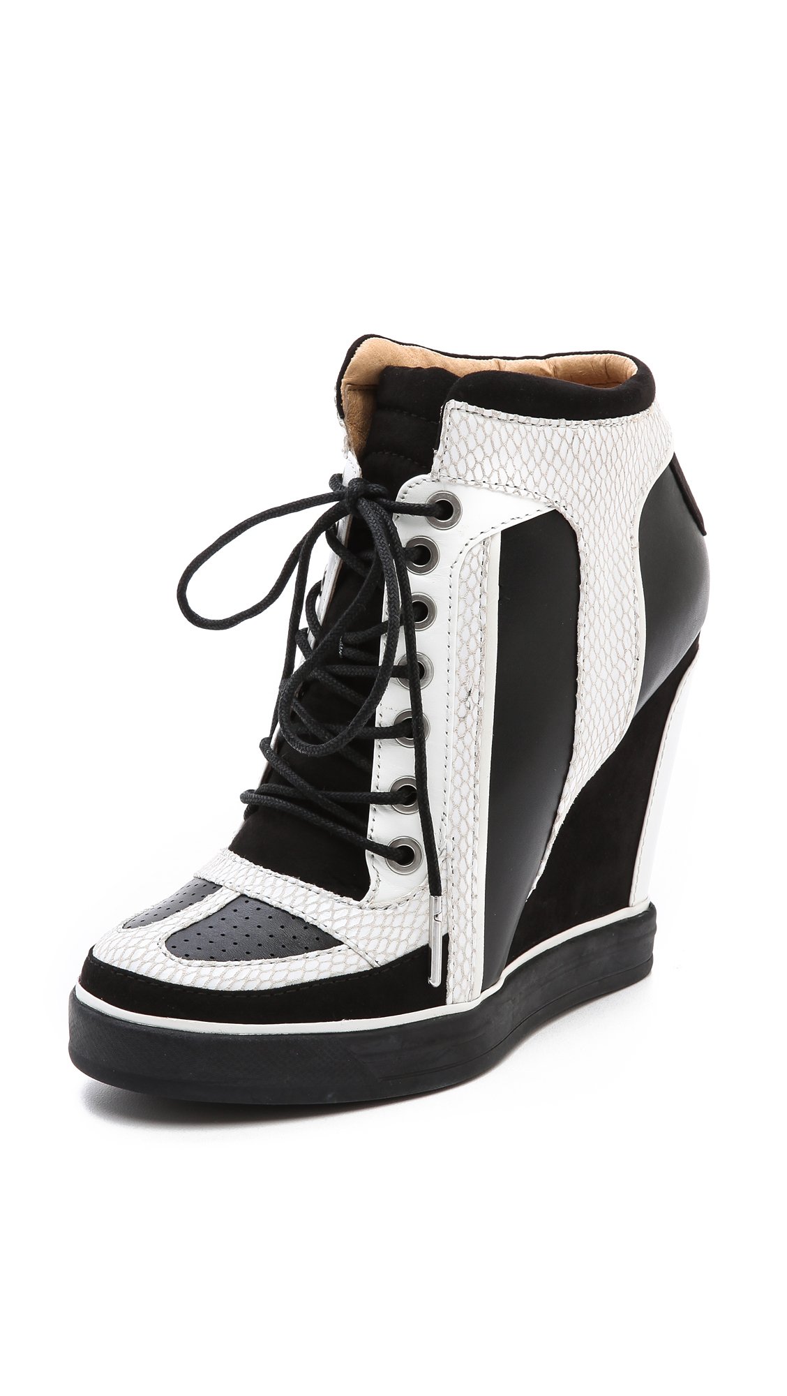 L.A.M.B. Summer Lace Up Wedge Sneakers in Black | Lyst Canada