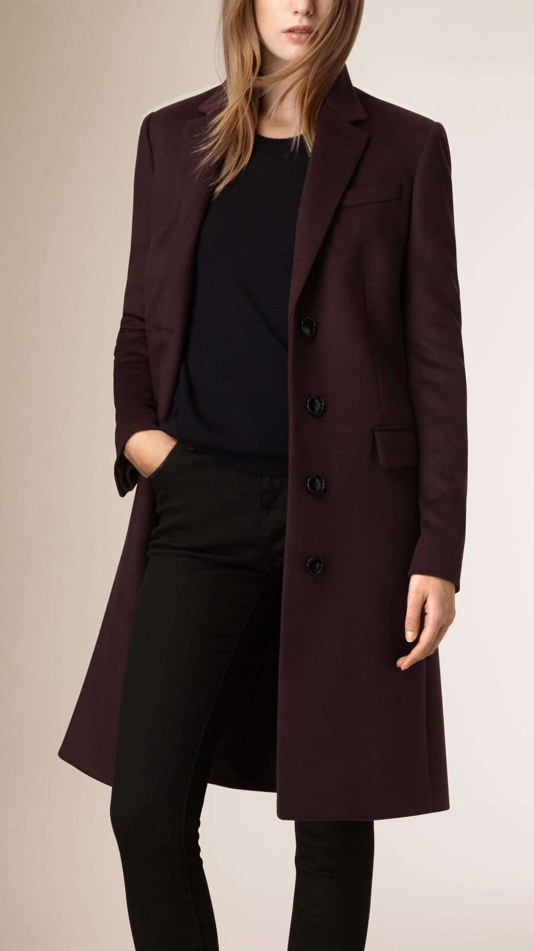 Burberry Wool Cashmere Tailored Coat in Purple | Lyst