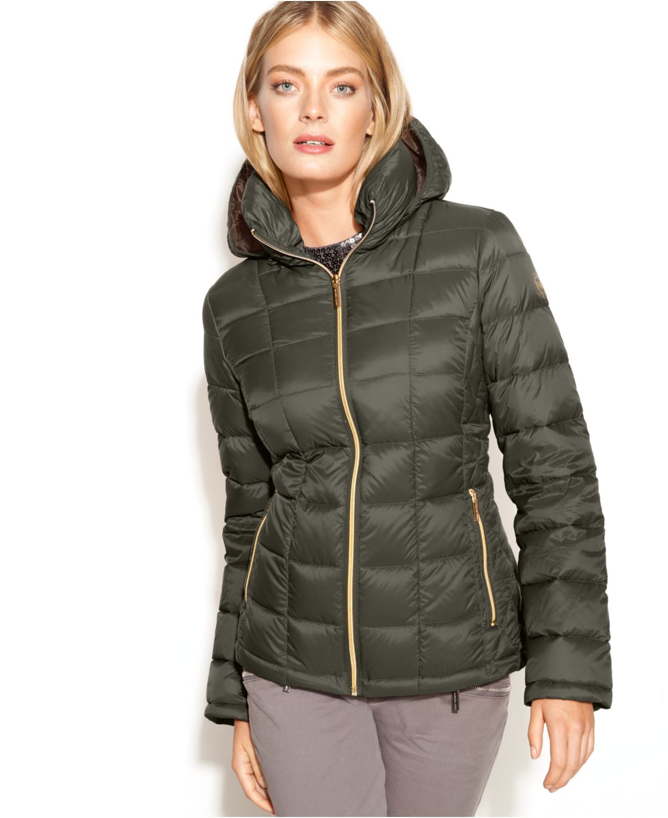 Michael Kors Michael Hooded Quilted Down Packable Puffer Coat in Green |  Lyst