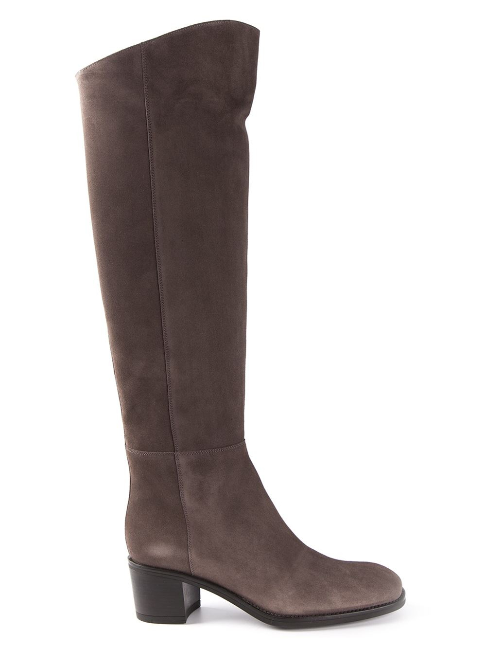 Gray knee high boots