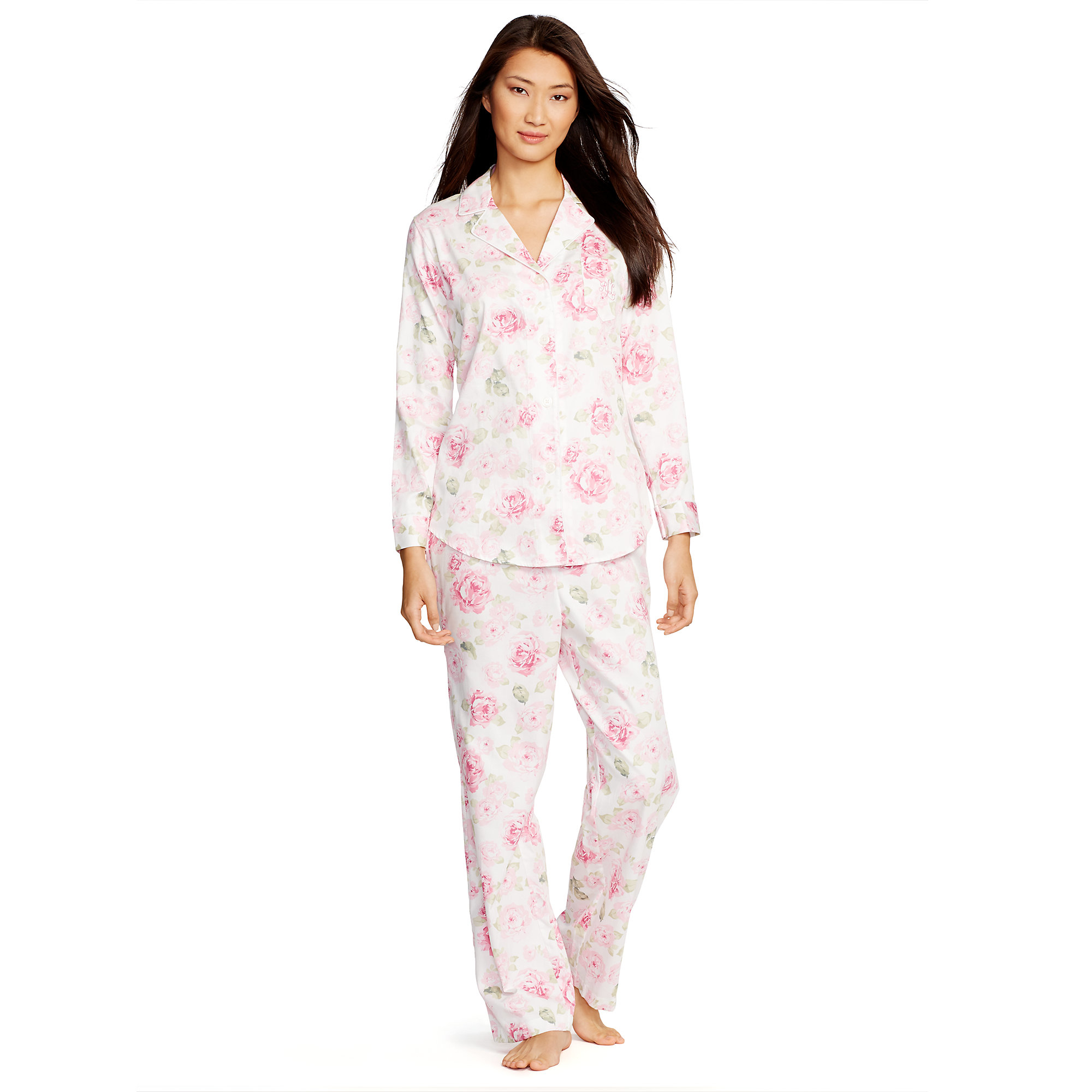 Ralph Lauren Cotton Sateen Pajama Set in Pink | Lyst