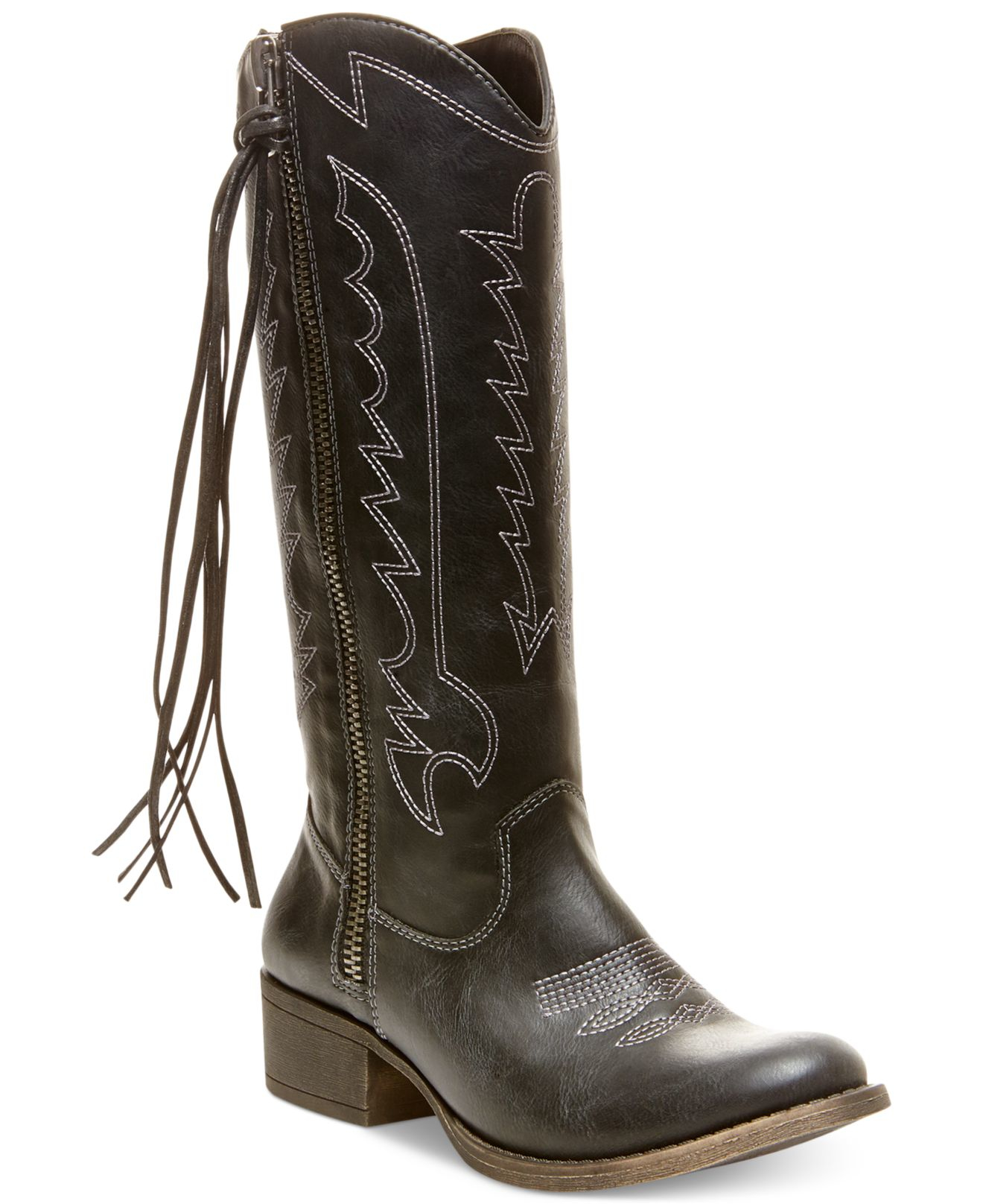 steve madden gallow black leather western boot