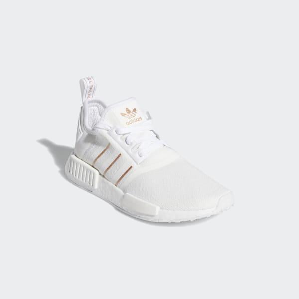 white adidas shoes with rose gold
