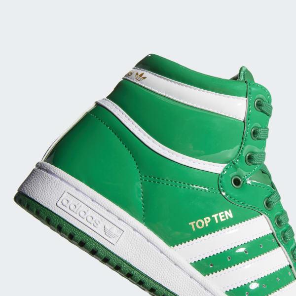 adidas Lace Top Ten Hi Shoes in Green 