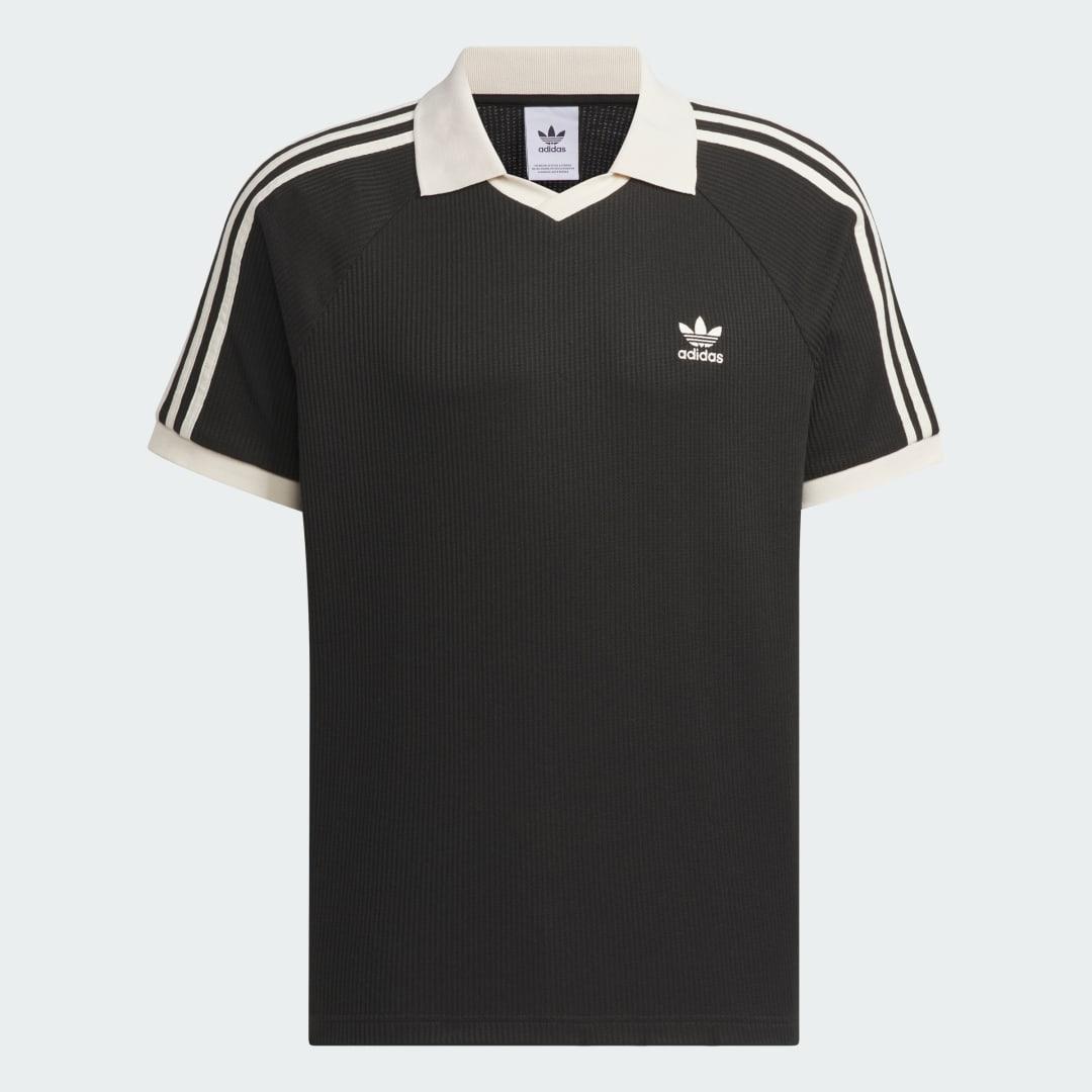 adidas WAFFLE SHORT SLEEVE POLO ブラック adidas Originals Waffle short sleeve polo shirt in black | ASOS