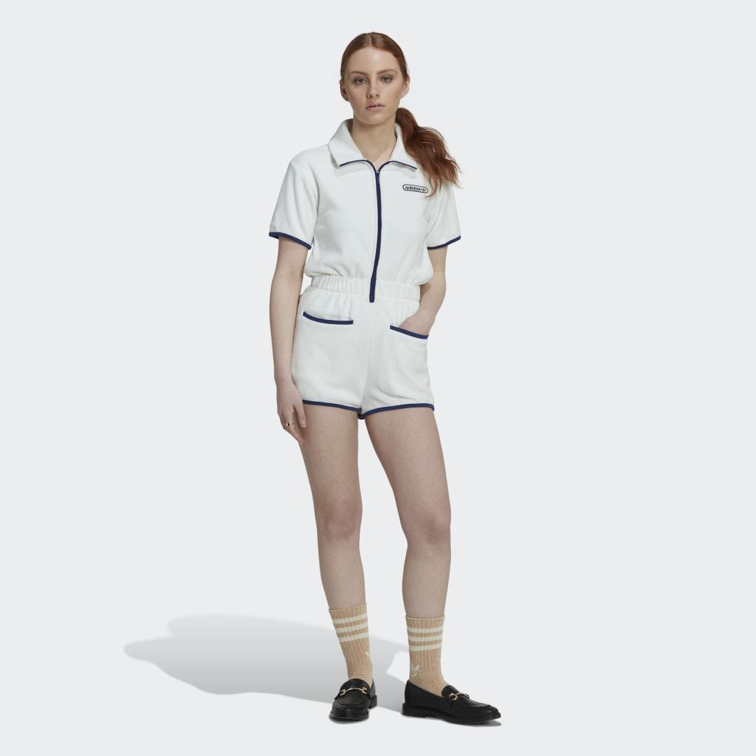 ☆Adidas☆Originals Towel Terry Shorts Jumpsuit White adidas Towel-Terry Short Romper in White | Lyst UK