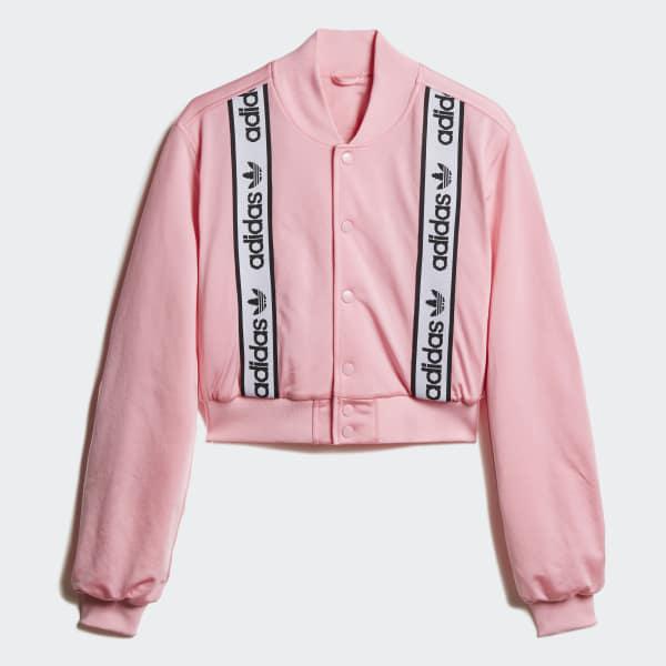 adidas Synthetic Cropped Bomber Jacket in Pink - Lyst