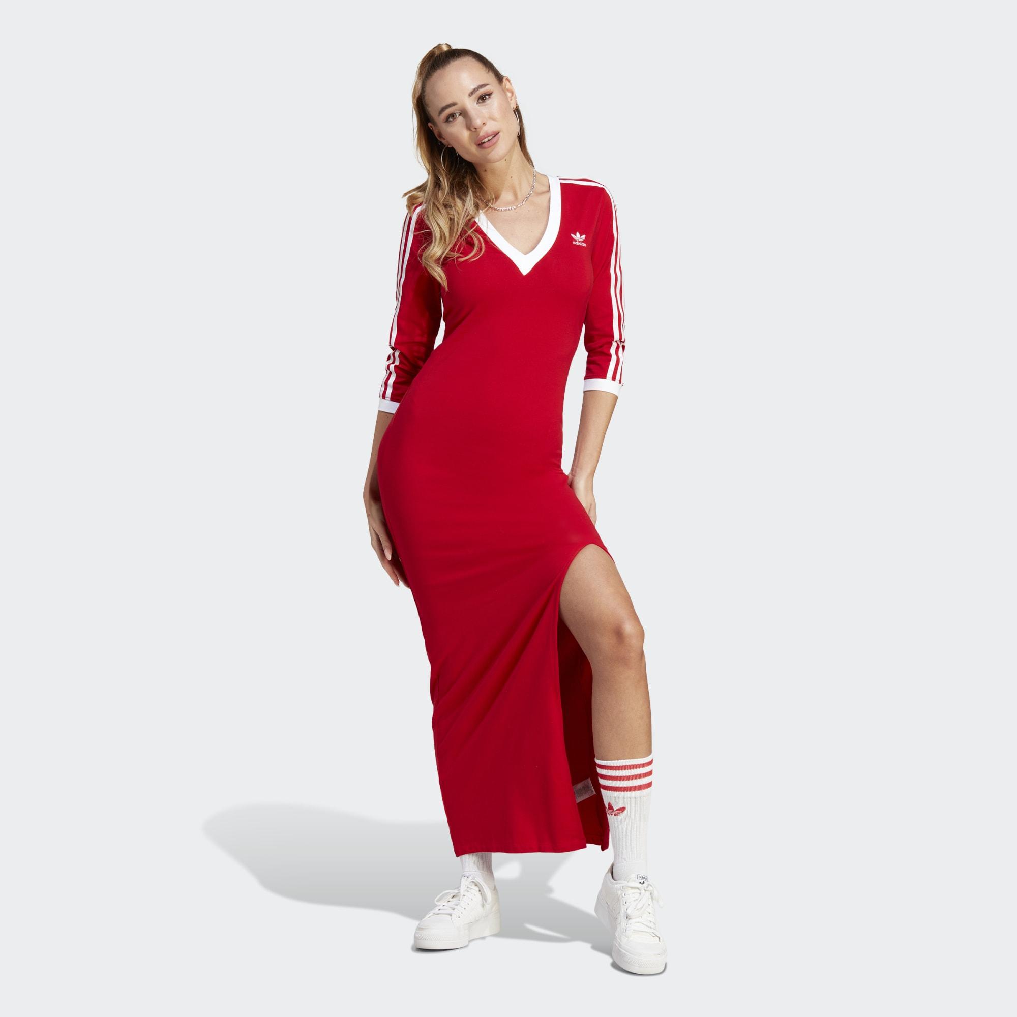 adidas Adicolor Classics 3-stripes Maxi Dress in Red | Lyst UK