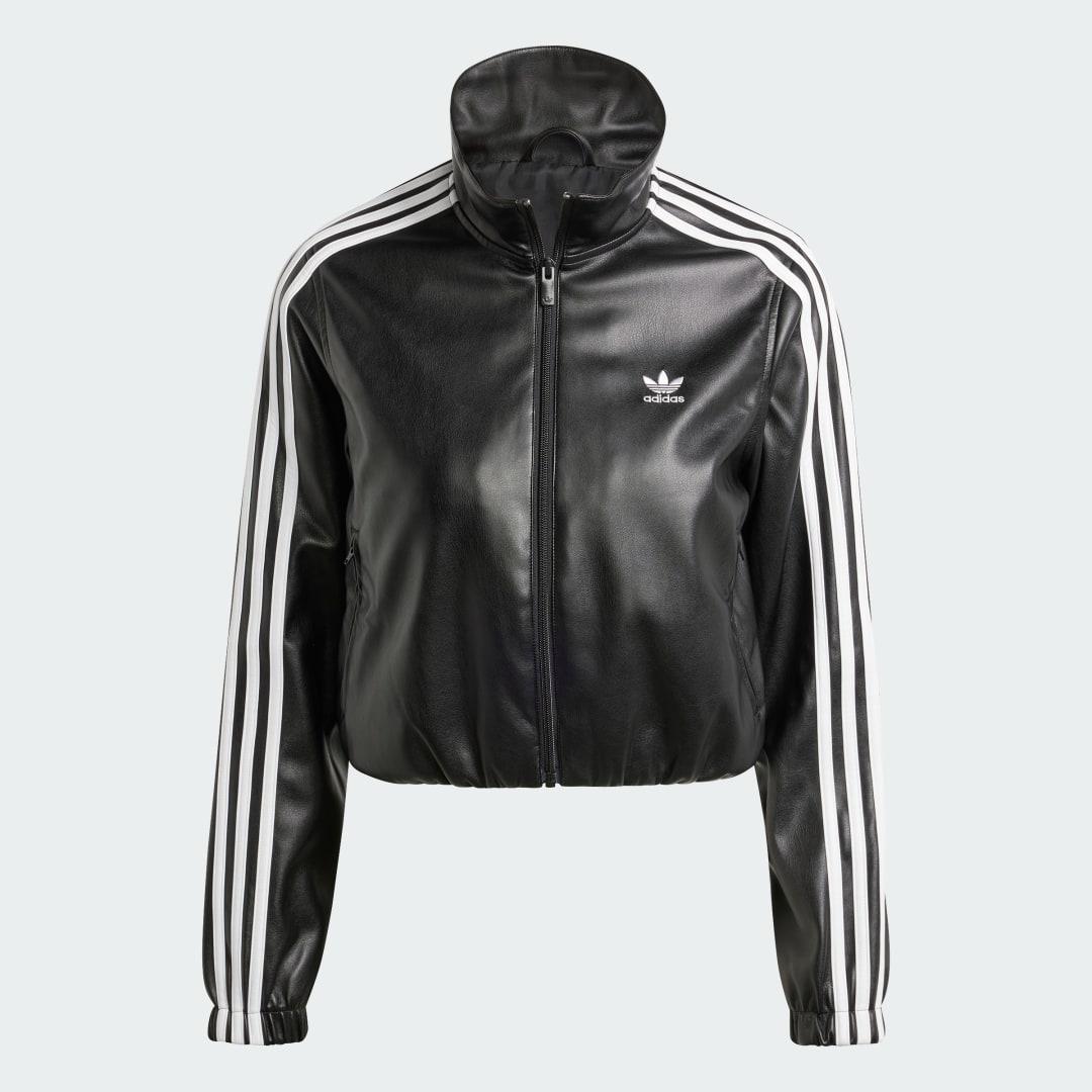adidas Originals Firebird Pleather Track Top in Black | Lyst UK