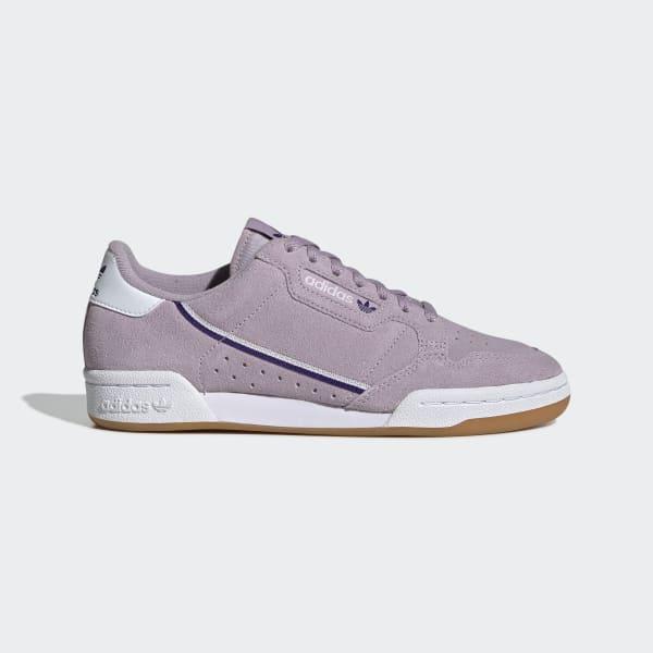 adidas originals white and lilac continental 80 sneakers