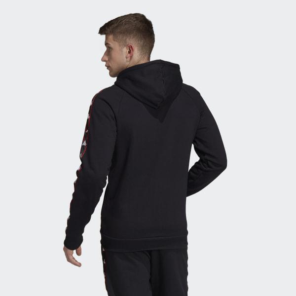 adidas Cotton Tan Tape Heavy Hoodie in Black for Men - Lyst