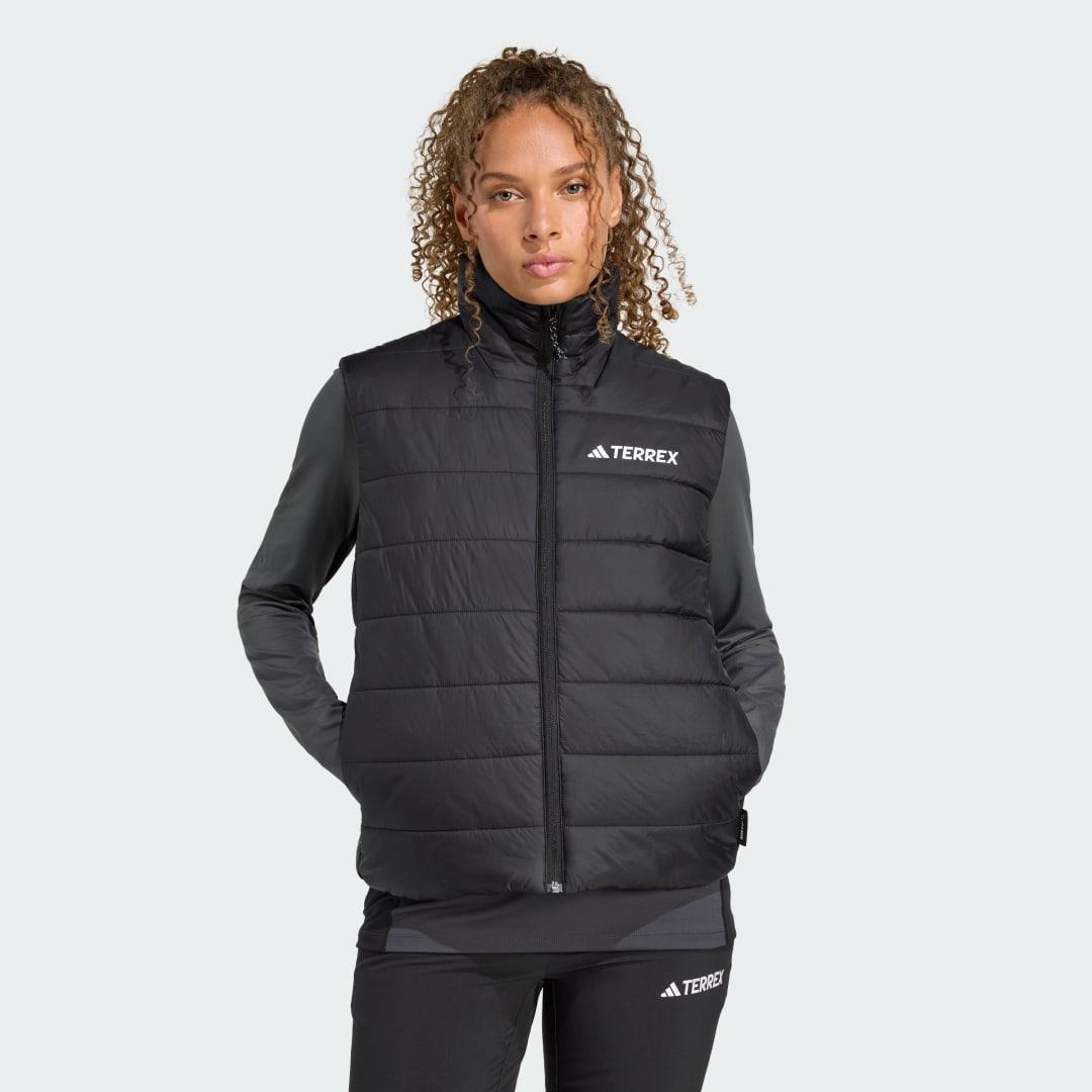 Adidas Black Longline Puffer Gilet Black Longline Hooded Puffer