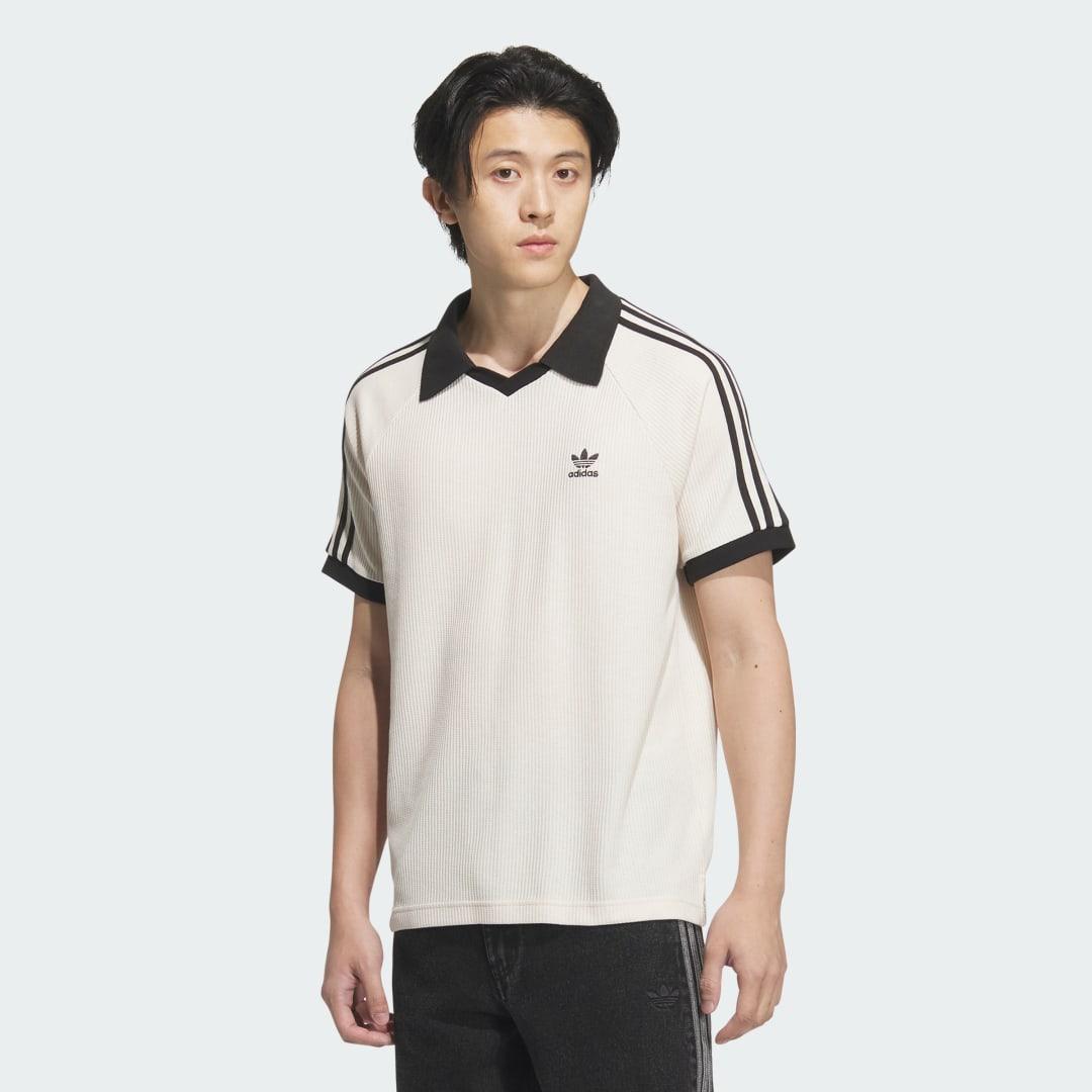 adidas WAFFLE SHORT SLEEVE POLO XXL ホワイト adidas Originals Waffle Short Sleeve Polo Shirt in Natural for Men