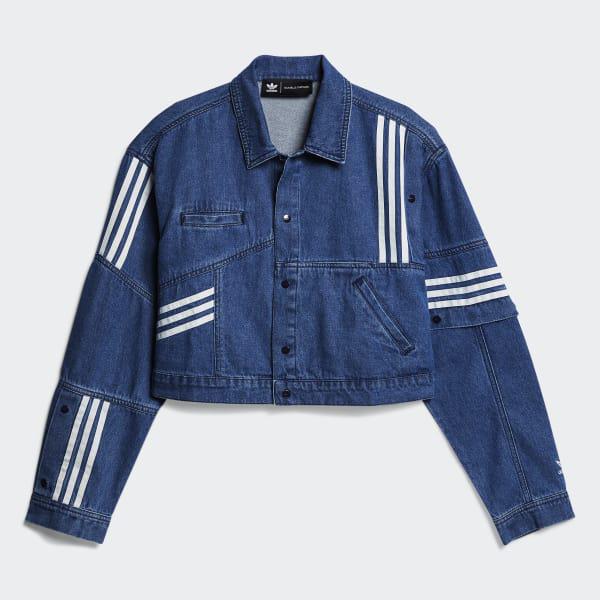 jean jacket with adidas pants