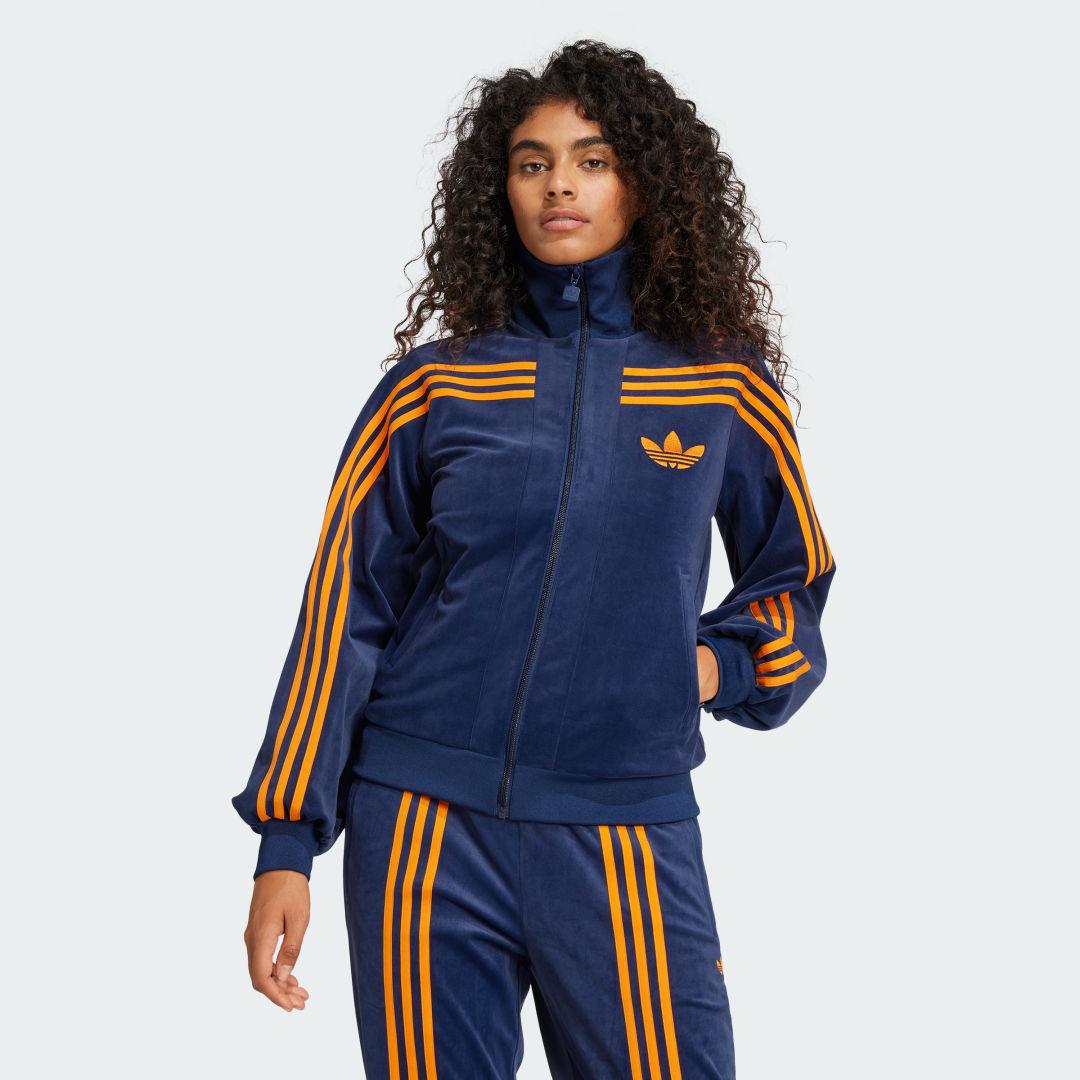 adidas 70S Velour Track Top in Blue | Lyst UK