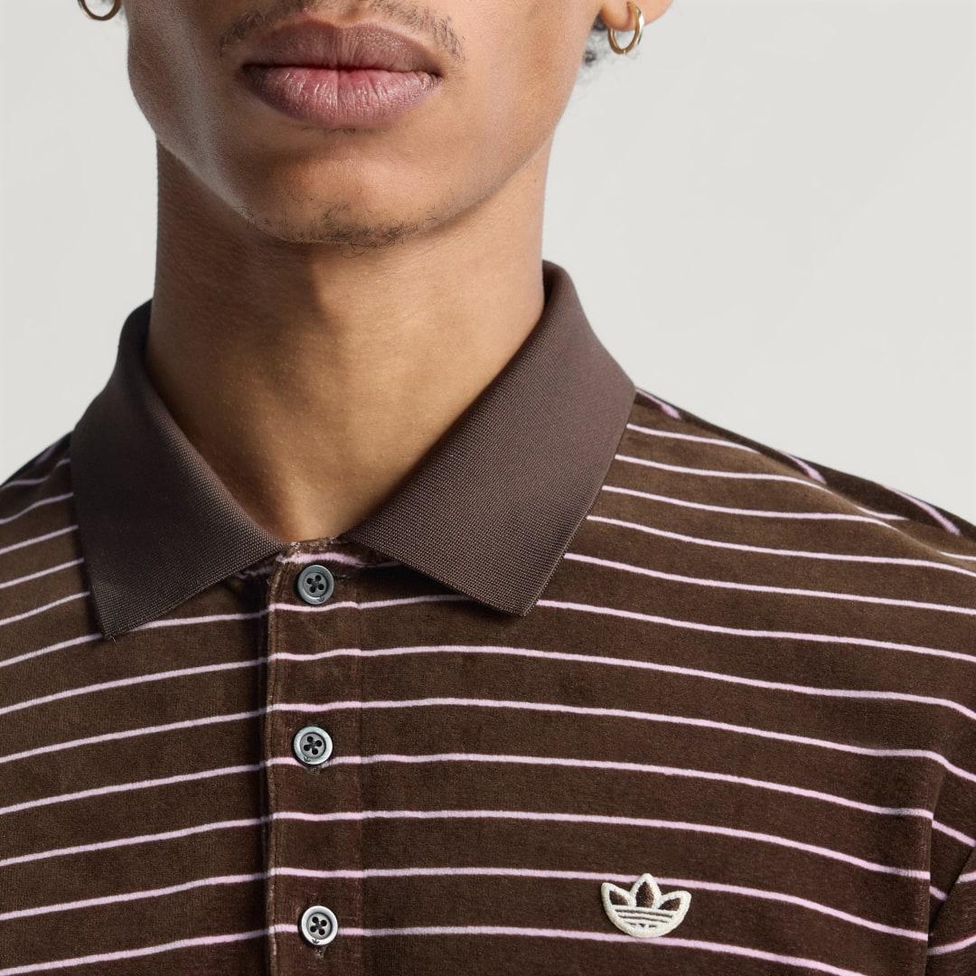 adidas Originals Velour Long Sleeve Polo in Brown for Men | Lyst UK