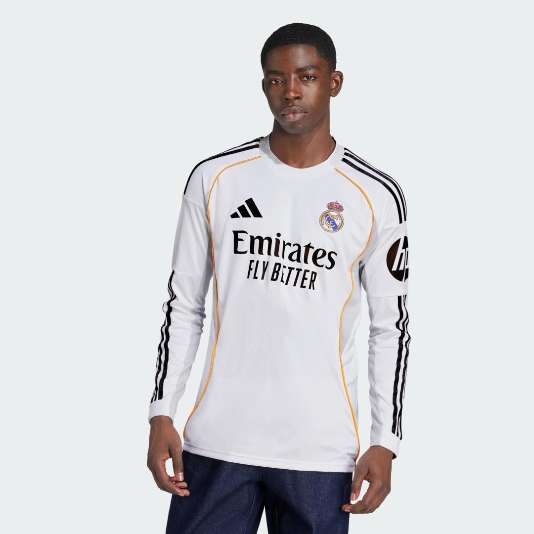 adidas Real Madrid 25/26 Long Sleeve Home Jersey in White for Men