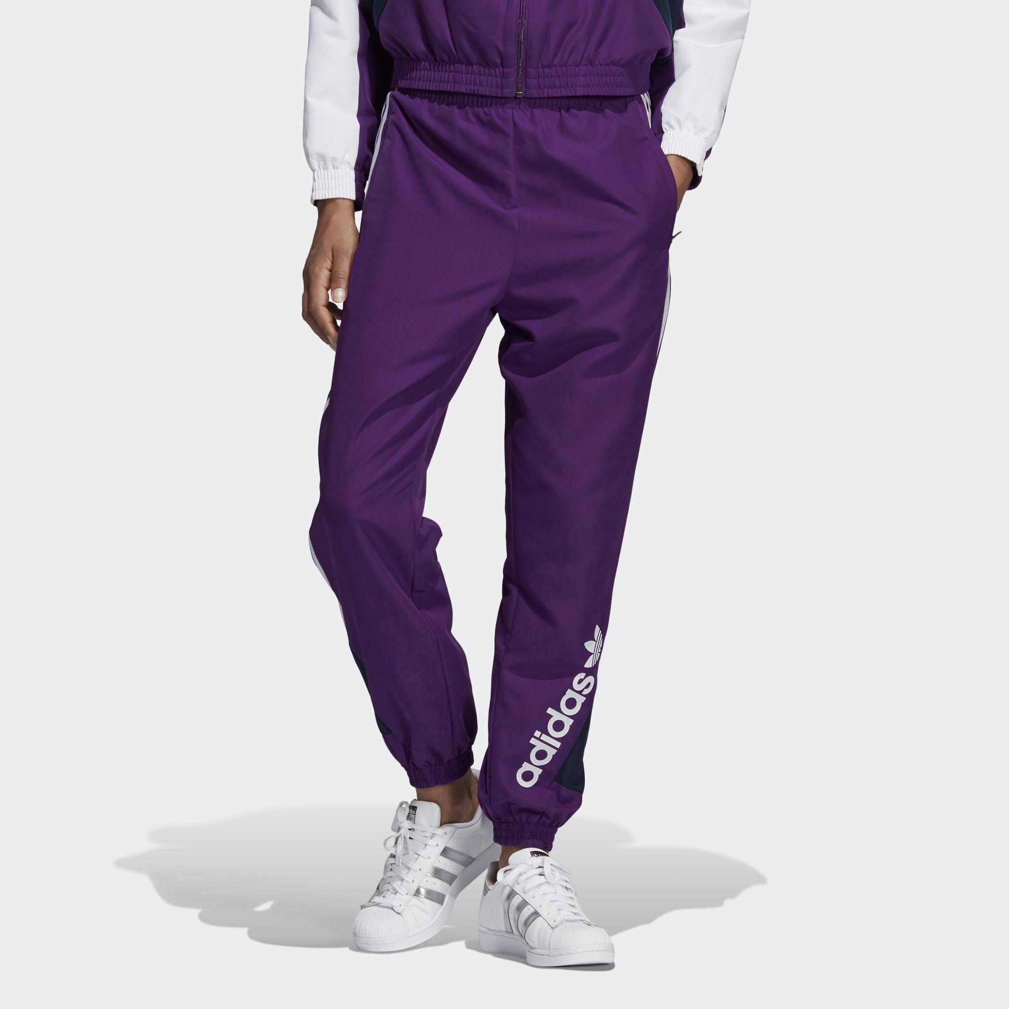 purple adidas tracksuit bottoms