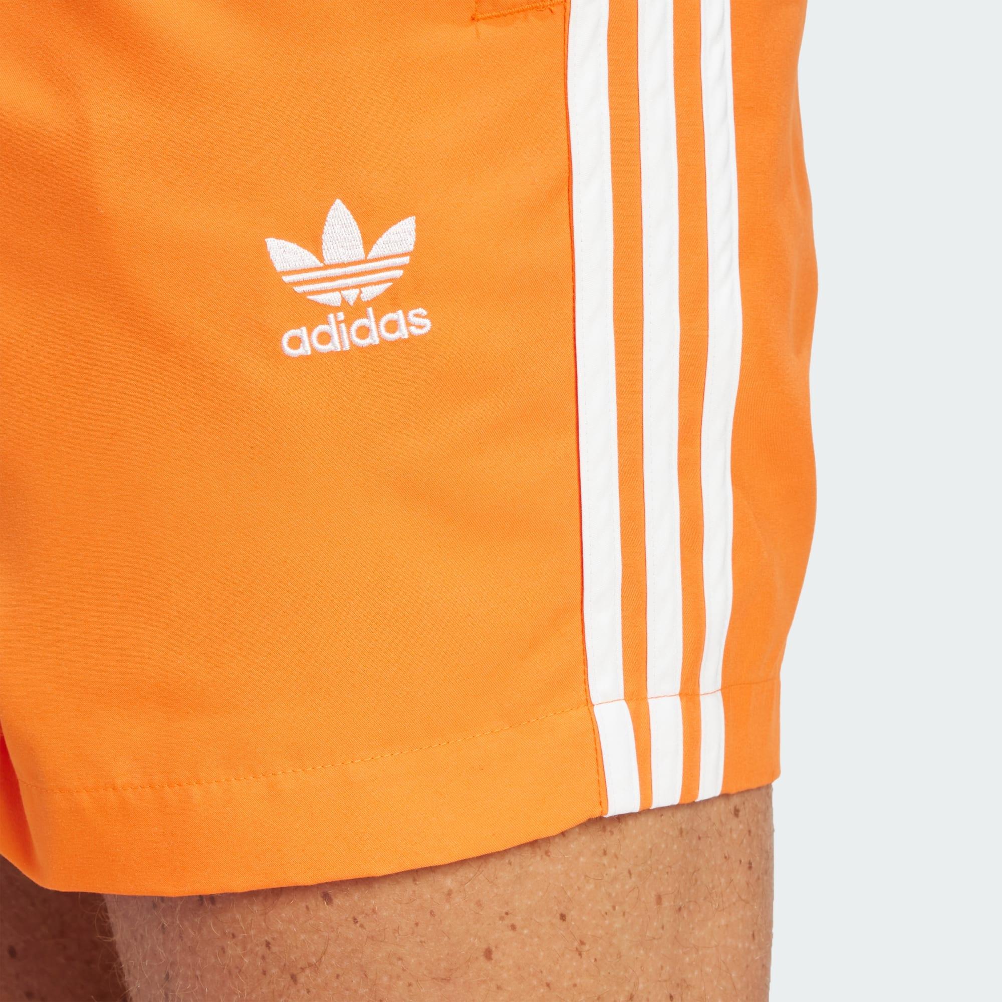 adidas Originals Adicolor 3-Stripes Swim Shorts in Orange for Men