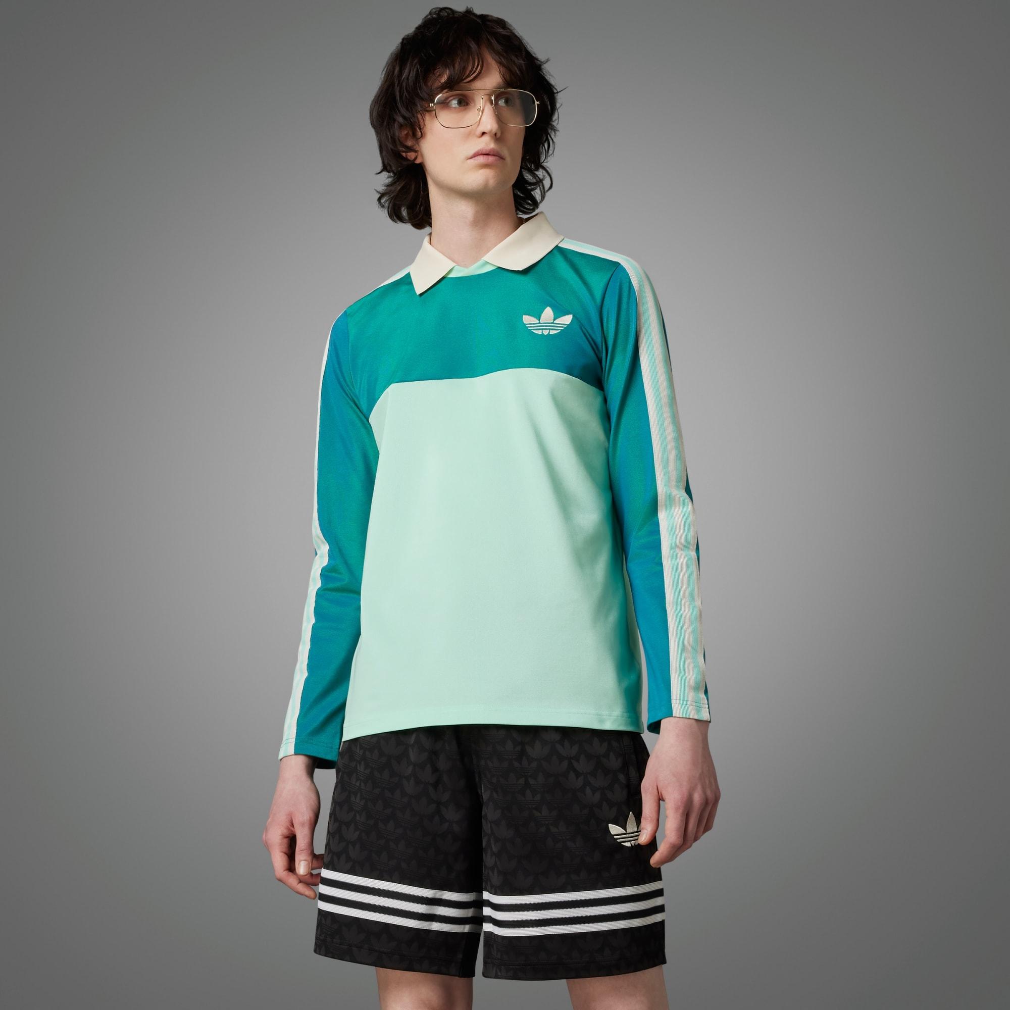 adidas Adicolor 70s Long Sleeve Vintage Polo Shirt in Green adidas Adicolor 70s Long Sleeve Vintage Polo Shirt in Green