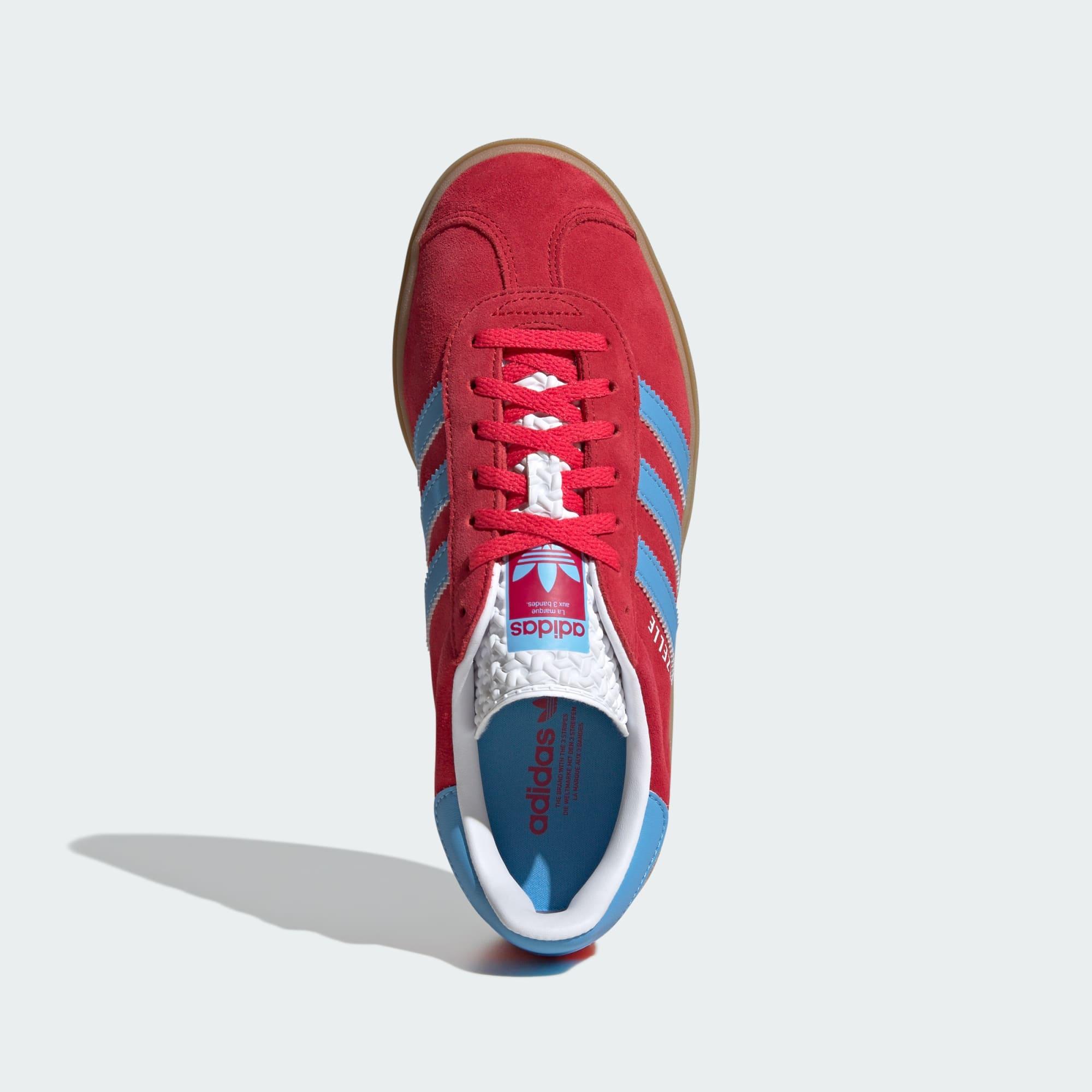 Adidas gazelle blue deals with red stripes