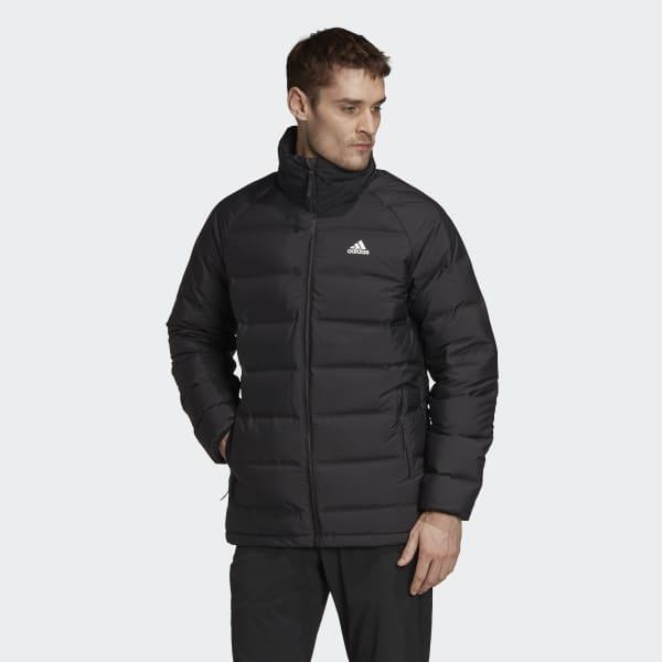 adidas Synthetic Helionic Mid-length Down Jacket in Black for Men - Lyst