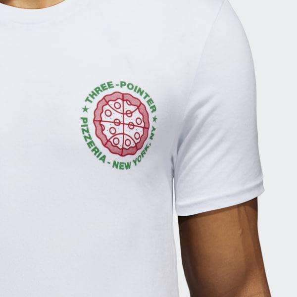 adidas Three Points Pizza Tee in White 