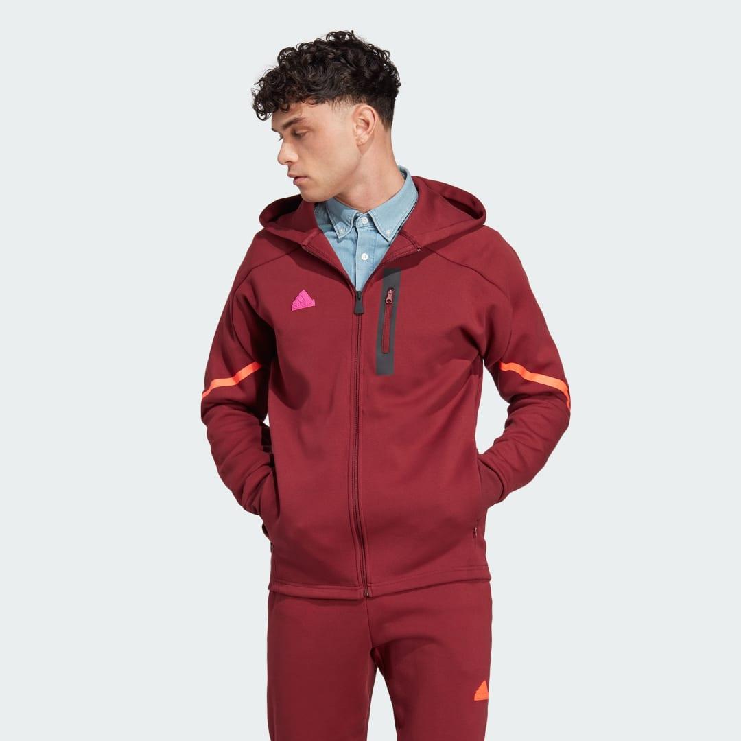 Red adidas zip up hoodie best sale