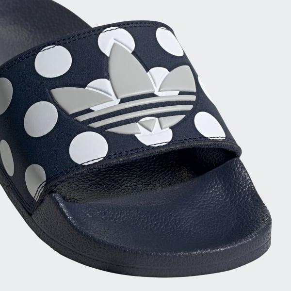 adidas originals adilette sliders in black with polka dots