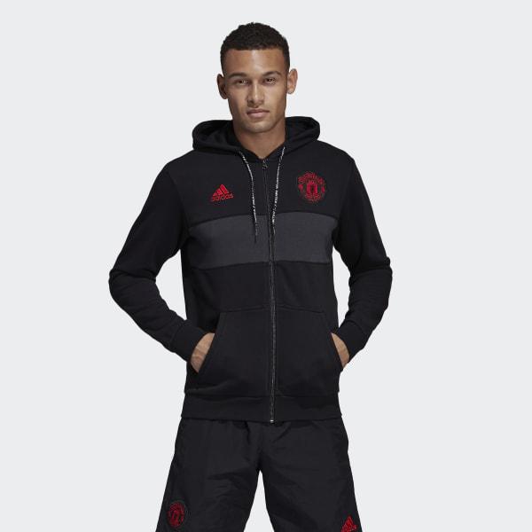 adidas Cotton Manchester United Hoodie in Black for Men | Lyst