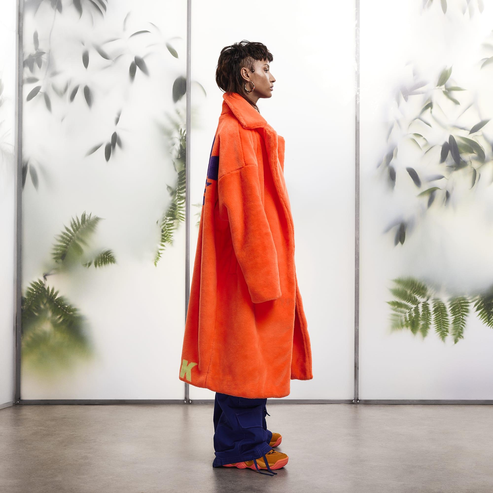Tibi orange sales faux fur coat
