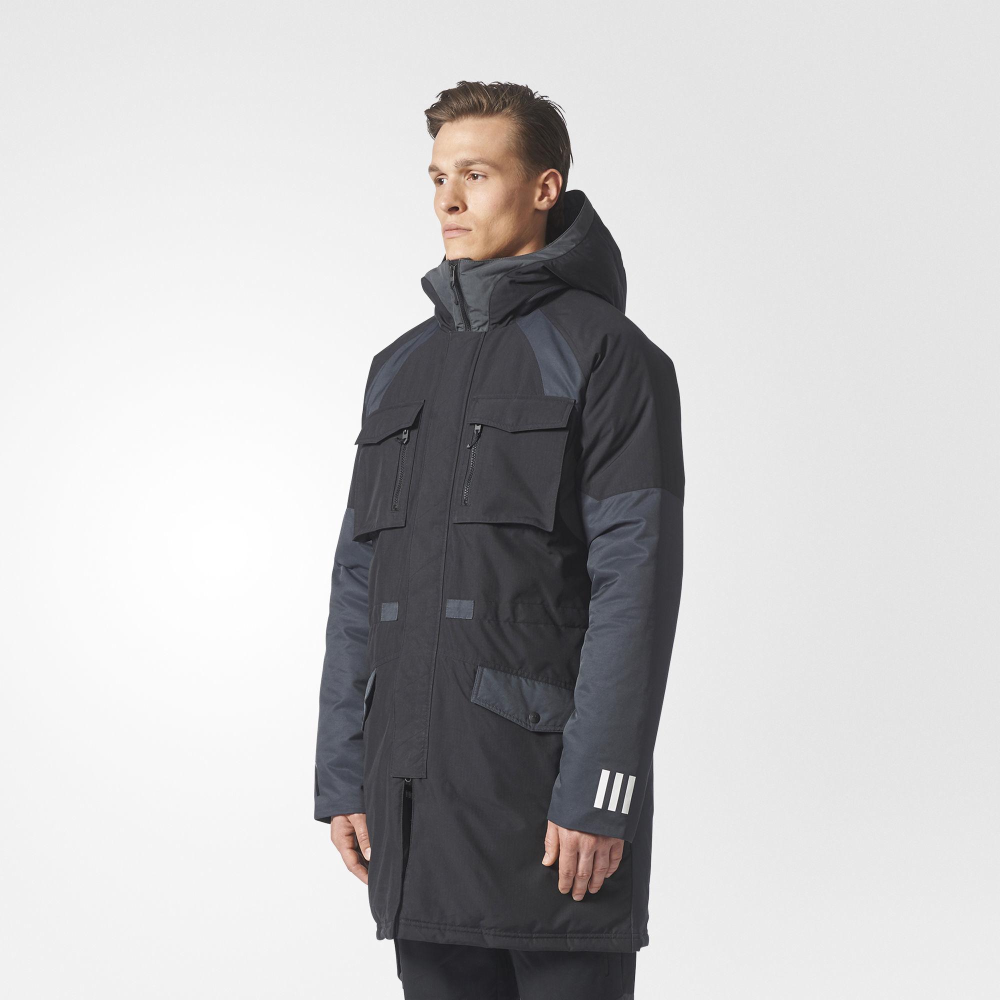 adidas Synthetic White Mountaineering Down Jacket in Black for Men - Lyst