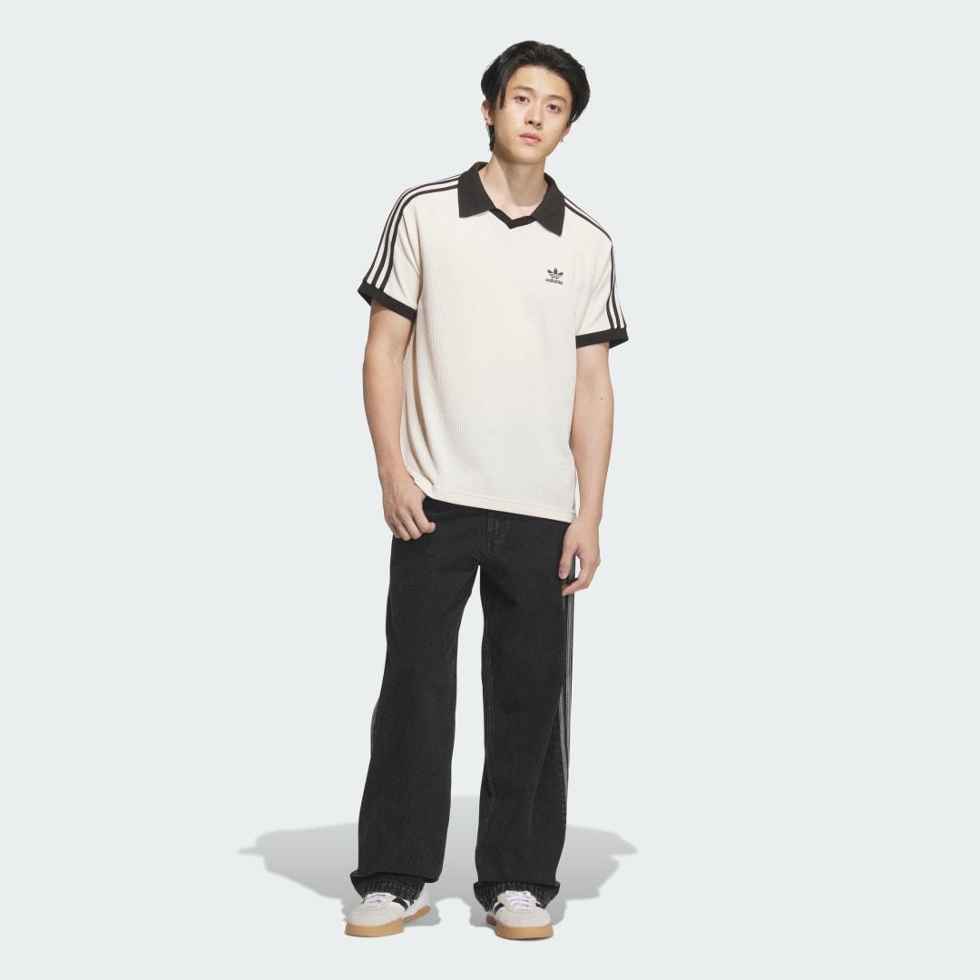 adidas Originals Waffle Short Sleeve Polo Shirt in Natural for Men