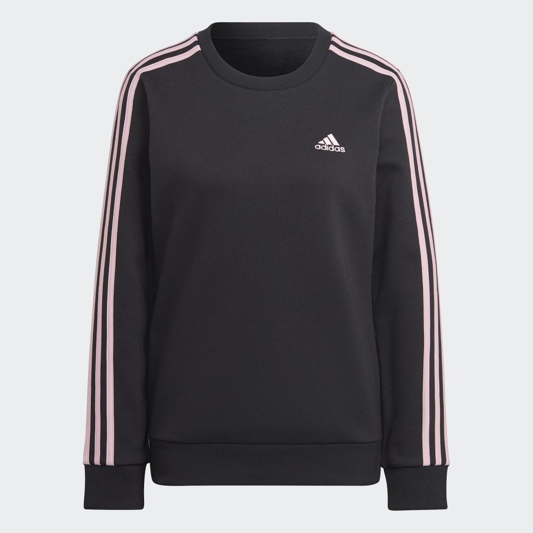 adidas Essentials 3 Stripes Fleece Sweatshirt in Black Lyst UK