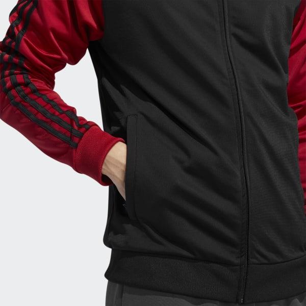 adidas track jacket black with red stripes