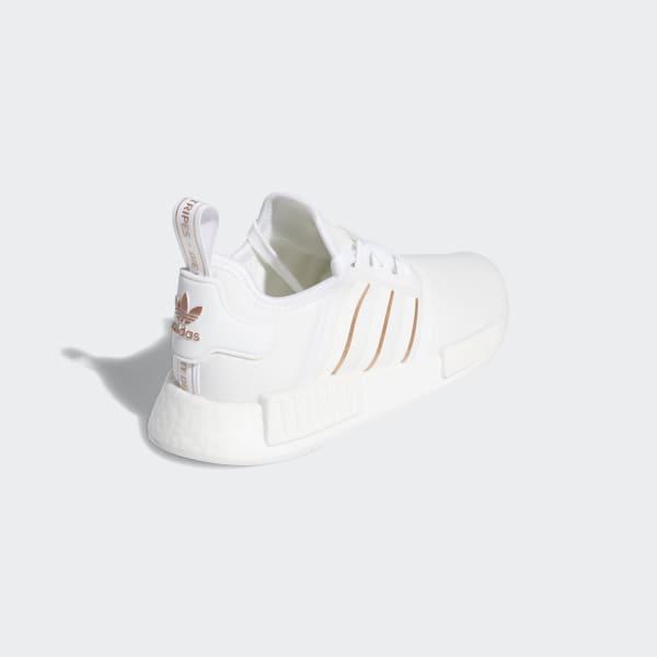 white adidas shoes with rose gold