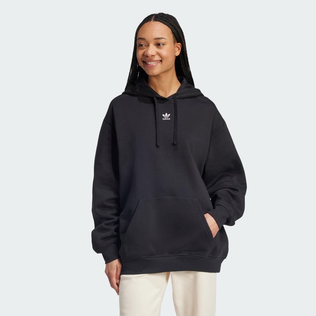 adidas Essentials Oversized Fleece Hoodie in Blue Lyst UK