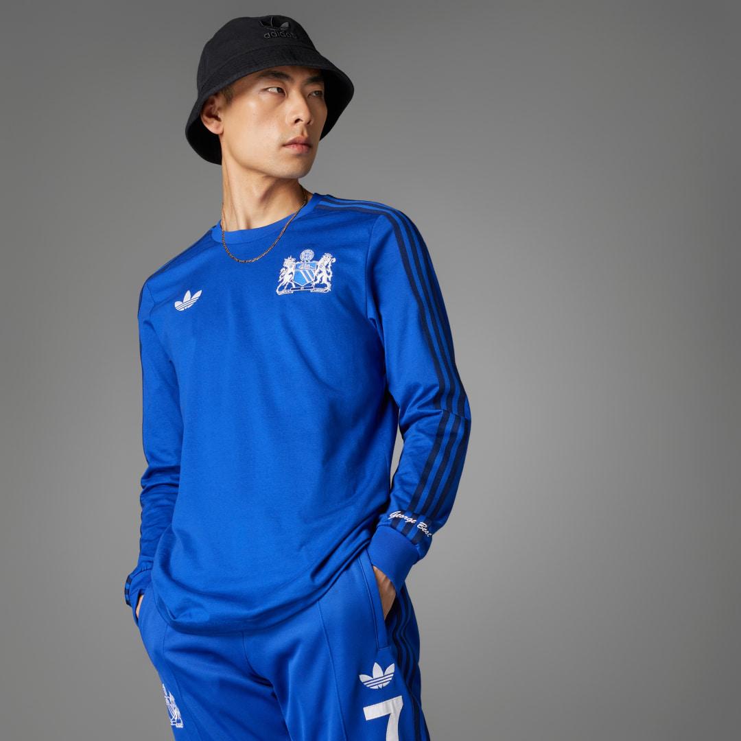 adidas Manchester United George Best Long Sleeve Jersey in Blue