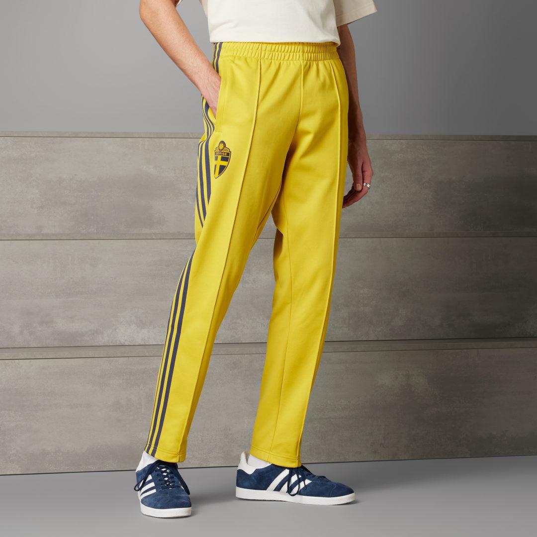 Black and yellow adidas track pants hotsell
