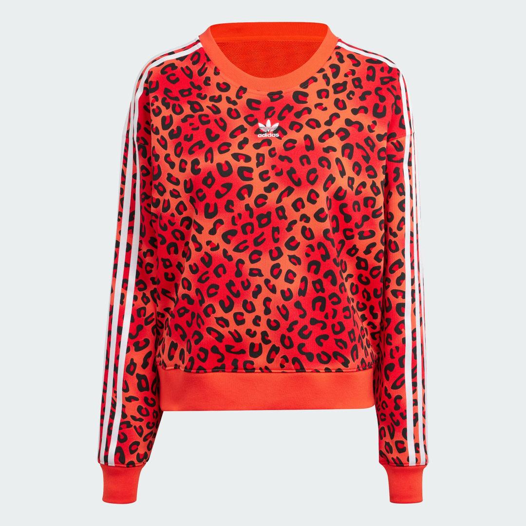 adidas Originals Leopard Luxe Trefoil Crew Sweatshirt in Red Lyst UK
