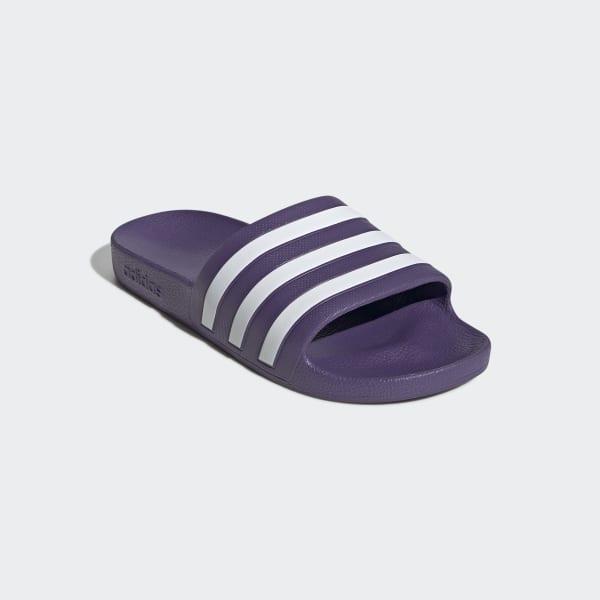 adidas Synthetic Adilette Aqua Slides in Purple/White (Purple) - Lyst
