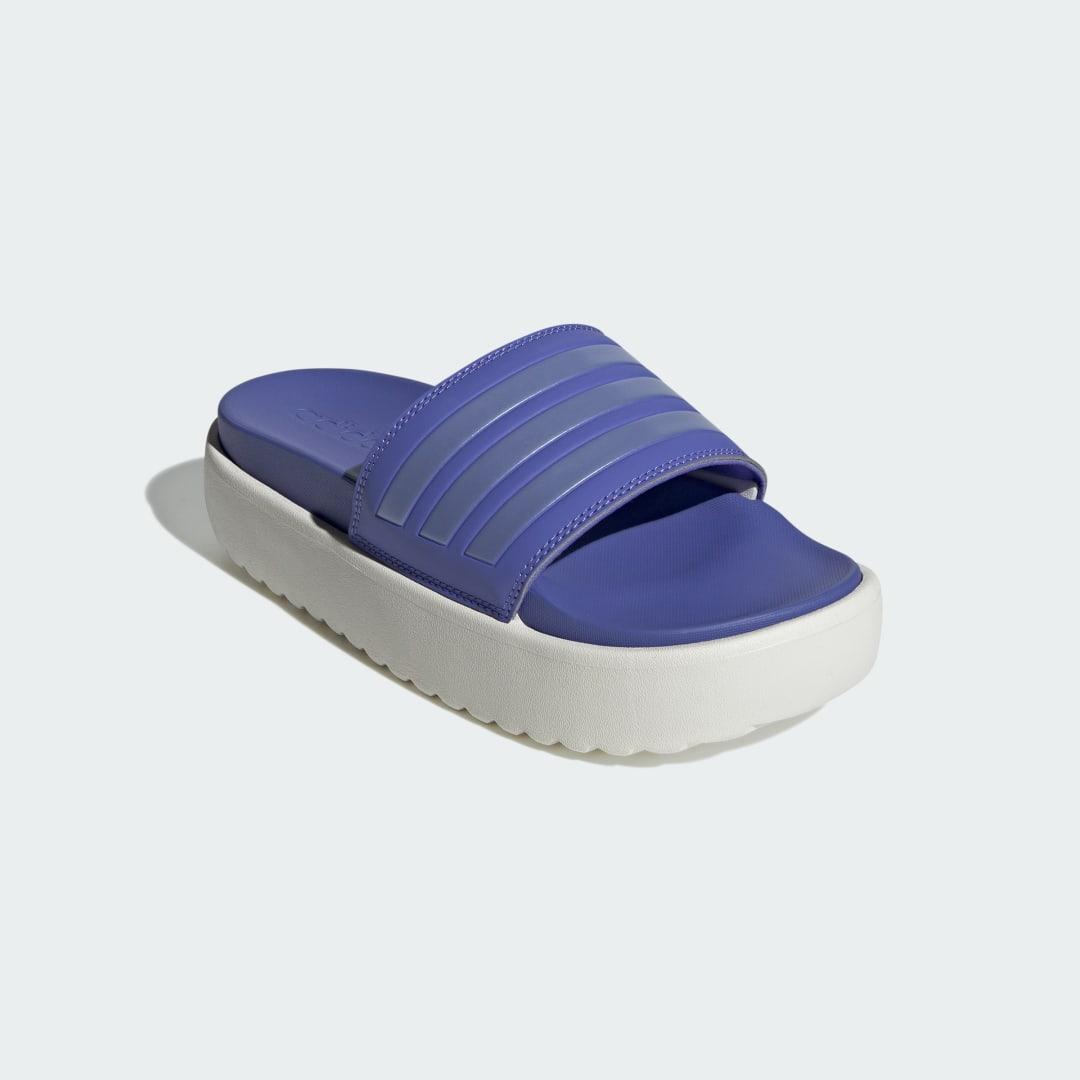 adidas Adilette Platform Slides in Blue Lyst UK